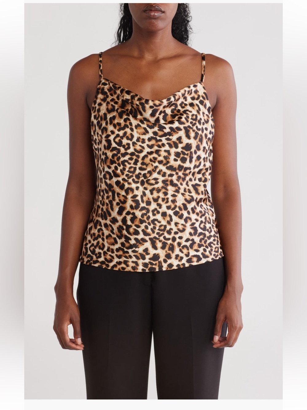 Renee C Leopard animal Print Satin Camisole tank top shirt blouse medium NWT